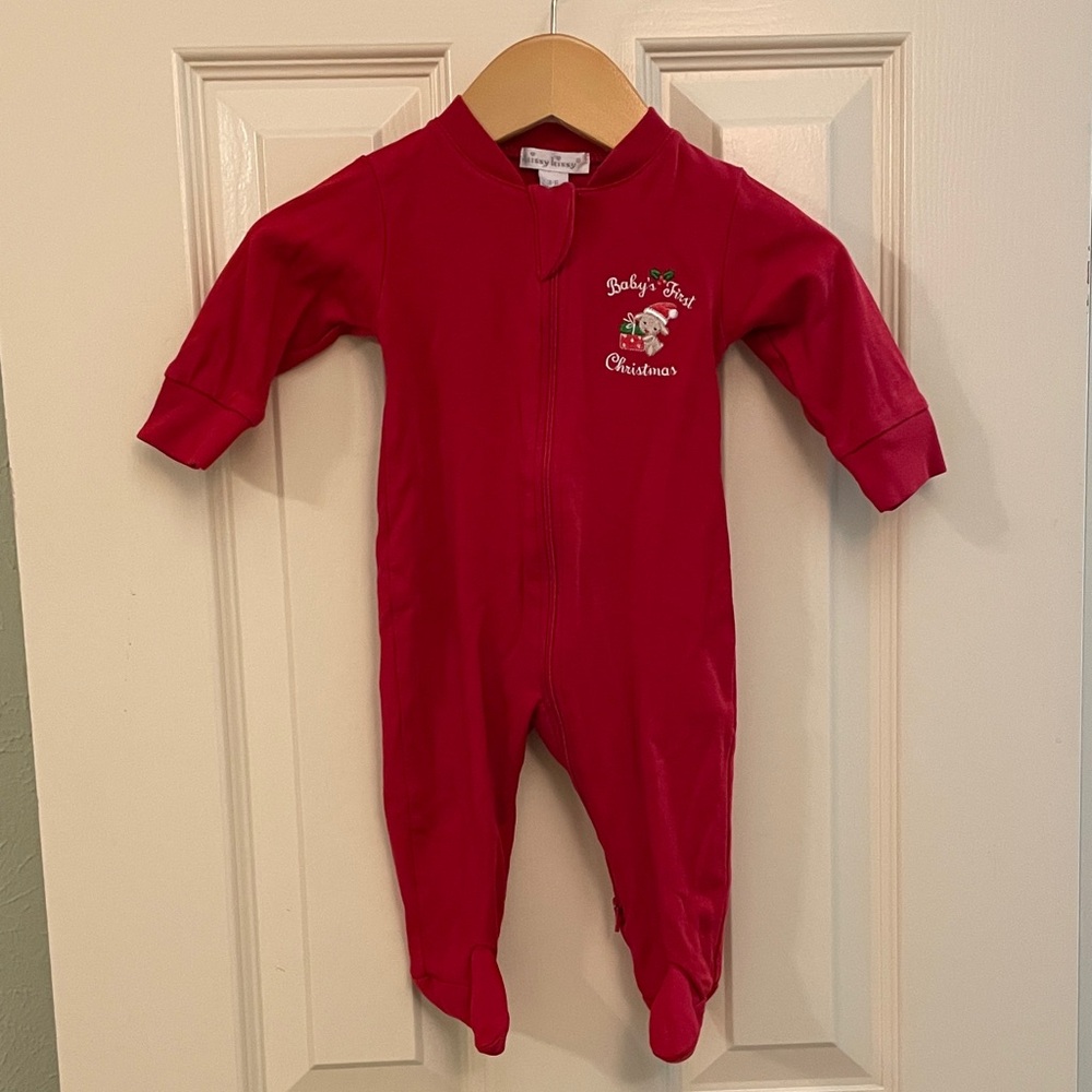 Baby's First Christmas Red One Piece Kissy Kissy